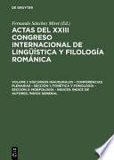 Libro Actas del XXIII Congreso Internacional de Linguística y Filología Románica